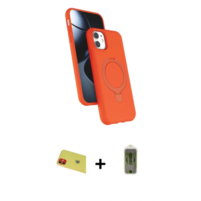 MARSİLYAN™- iPhone 11 Kılıf İz Işık Koleksiyonu - Siyah Joko Magic 5D Hayalet Cam + Rainbow Kamera Lens Koruma Cam - KI