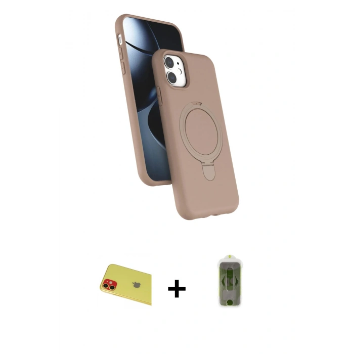 MARSİLYAN™- iPhone 11 Kılıf İz Işık Koleksiyonu - Siyah Joko Magic 5D Hayalet Cam + Rainbow Kamera Lens Koruma Cam - KI