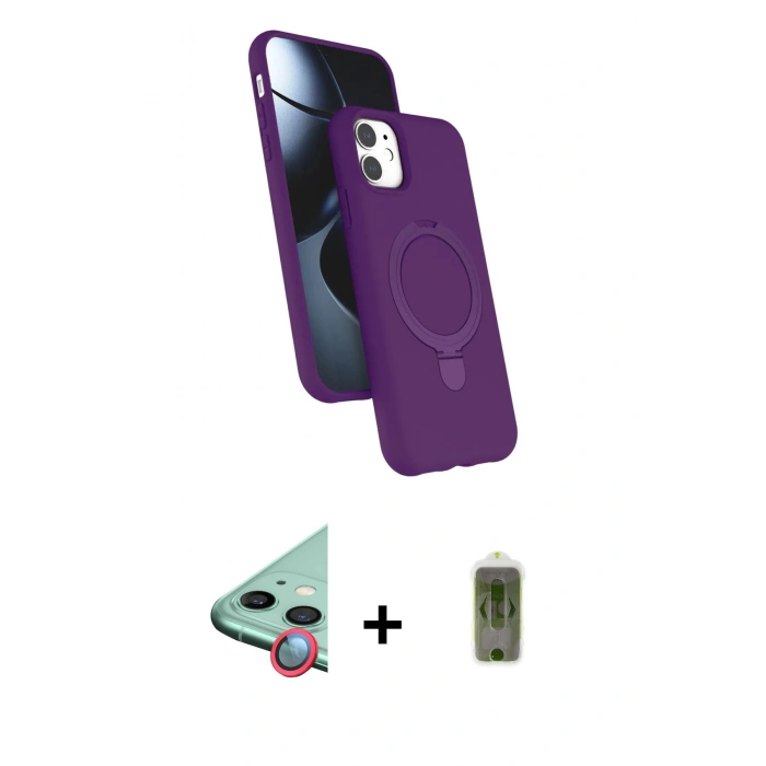MARSİLYAN™- iPhone 11 Kılıf İz Işık Koleksiyonu - Siyah Joko Magic 5D Hayalet Cam + Raze Metal Kamera Lens - KI