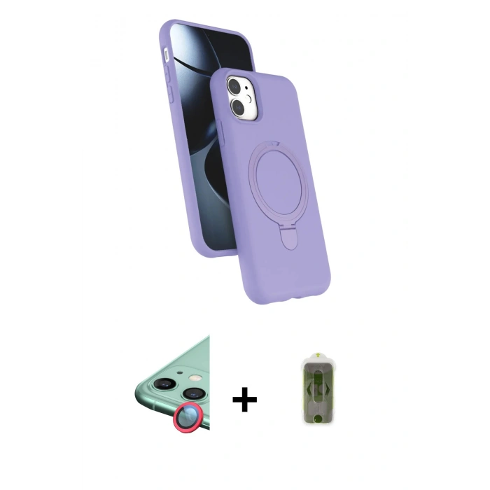 MARSİLYAN™- iPhone 11 Kılıf İz Işık Koleksiyonu - Siyah Joko Magic 5D Hayalet Cam + Raze Metal Kamera Lens - KI