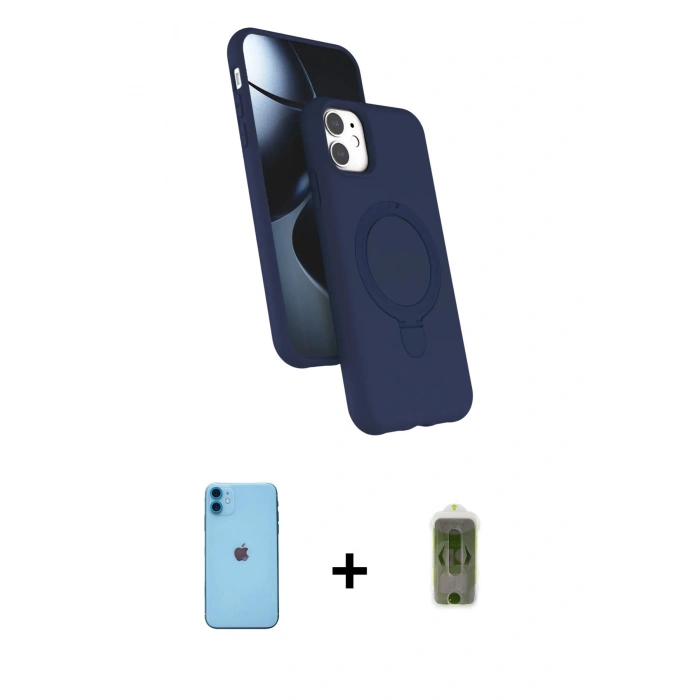 MARSİLYAN™- iPhone 11 Kılıf İz Işık Koleksiyonu - Siyah Joko Magic 5D Hayalet Cam + Neon Fosforlu Kamera Lens - MI