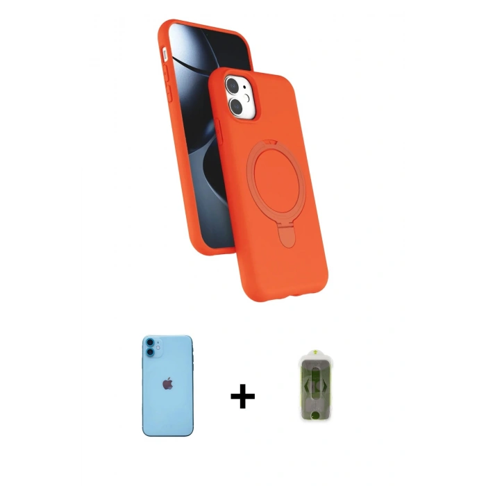 MARSİLYAN™- iPhone 11 Kılıf İz Işık Koleksiyonu - Siyah Joko Magic 5D Hayalet Cam + Neon Fosforlu Kamera Lens - MI