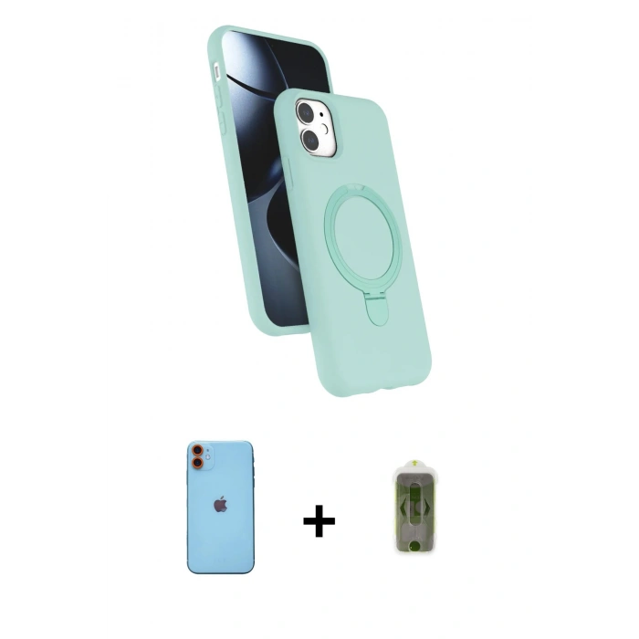 MARSİLYAN™- iPhone 11 Kılıf İz Işık Koleksiyonu - Siyah Joko Magic 5D Hayalet Cam + Neon Fosforlu Kamera Lens - TU