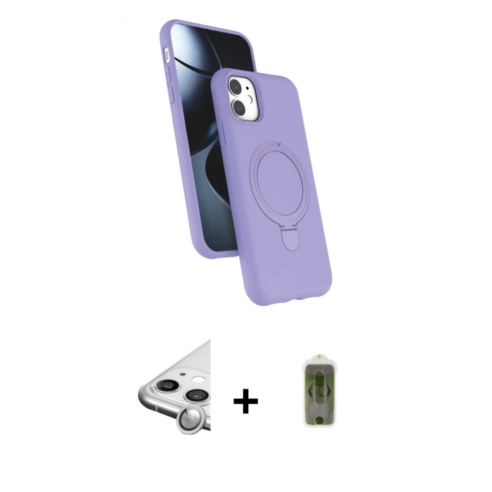 MARSİLYAN™- iPhone 11 Kılıf İz Işık Koleksiyonu - Siyah Joko Magic 5D Hayalet Cam + Raze Metal Kamera Lens - GS