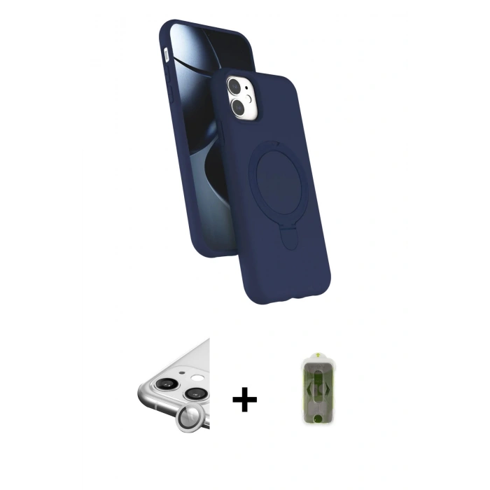 MARSİLYAN™- iPhone 11 Kılıf İz Işık Koleksiyonu - Siyah Joko Magic 5D Hayalet Cam + Raze Metal Kamera Lens - GS