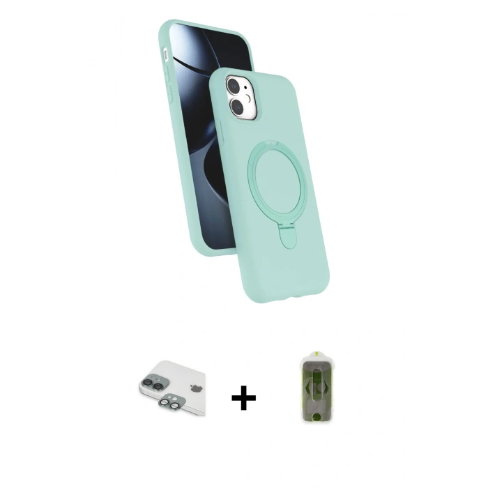 MARSİLYAN™- iPhone 11 Kılıf İz Işık Koleksiyonu - Siyah Joko Magic 5D Hayalet Cam + Pers Alüminyum Kamera Lens - YL