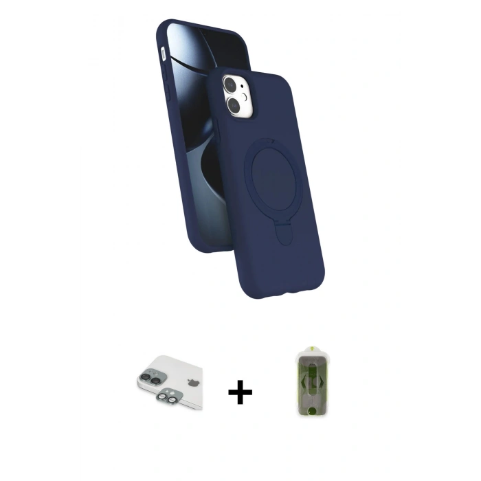 MARSİLYAN™- iPhone 11 Kılıf İz Işık Koleksiyonu - Siyah Joko Magic 5D Hayalet Cam + Pers Alüminyum Kamera Lens - YL