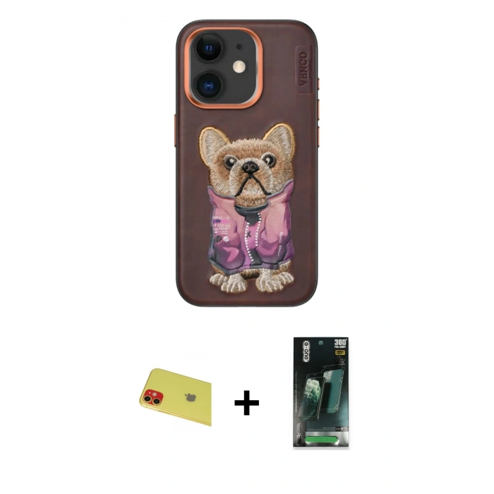 MARSİLYAN™- iPhone 11 Kılıf İz Minimal Koleksiyonu - Şeffaf 360 Full Body Arka Koruyucu + Rainbow Kamera Lens Koruma Cam - KI