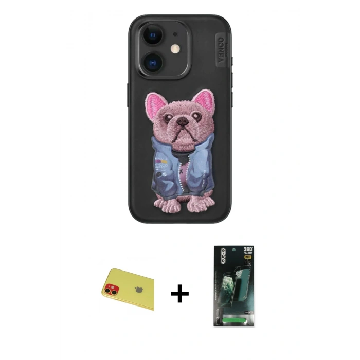 MARSİLYAN™- iPhone 11 Kılıf İz Minimal Koleksiyonu - Şeffaf 360 Full Body Arka Koruyucu + Rainbow Kamera Lens Koruma Cam - KI