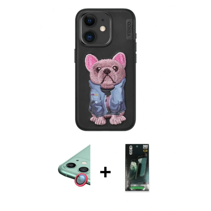 MARSİLYAN™- iPhone 11 Kılıf İz Minimal Koleksiyonu - Şeffaf 360 Full Body Arka Koruyucu + Raze Metal Kamera Lens - KI