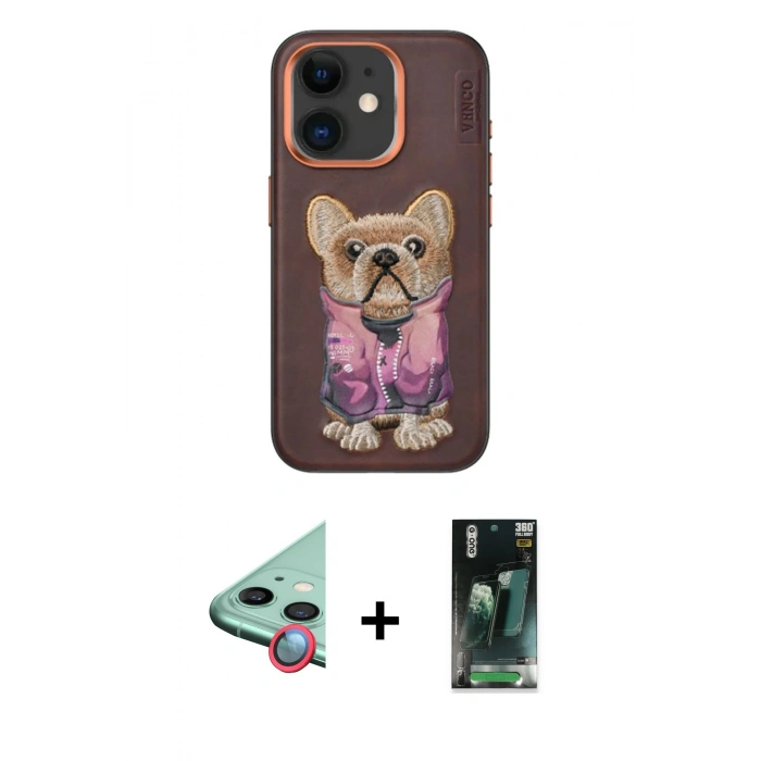 MARSİLYAN™- iPhone 11 Kılıf İz Minimal Koleksiyonu - Şeffaf 360 Full Body Arka Koruyucu + Raze Metal Kamera Lens - KI
