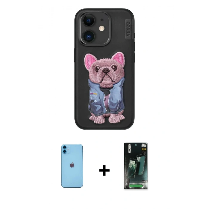 MARSİLYAN™- iPhone 11 Kılıf İz Minimal Koleksiyonu - Şeffaf 360 Full Body Arka Koruyucu + Neon Fosforlu Kamera Lens - MI