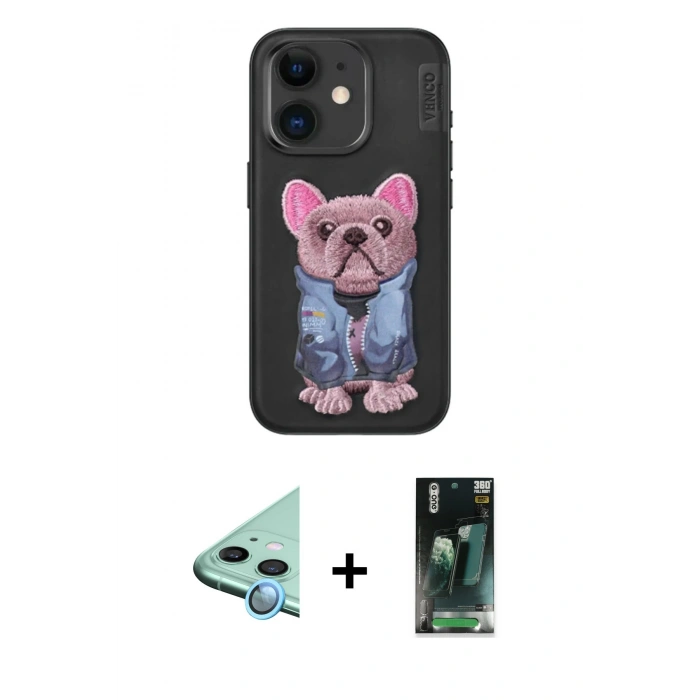 MARSİLYAN™- iPhone 11 Kılıf İz Minimal Koleksiyonu - Şeffaf 360 Full Body Arka Koruyucu + Raze Metal Kamera Lens - MI