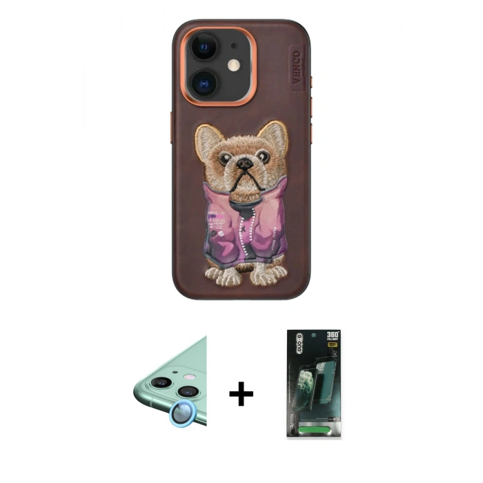 MARSİLYAN™- iPhone 11 Kılıf İz Minimal Koleksiyonu - Şeffaf 360 Full Body Arka Koruyucu + Raze Metal Kamera Lens - MI