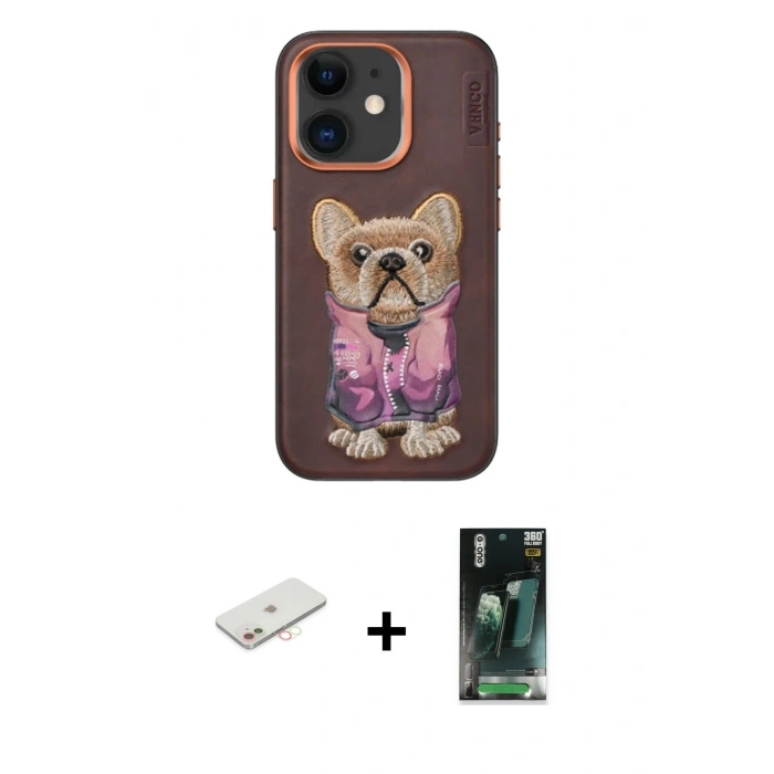 MARSİLYAN™- iPhone 11 Kılıf İz Minimal Koleksiyonu - Şeffaf 360 Full Body Arka Koruyucu + Renkli Kamera Lens Koruma Cam - YL