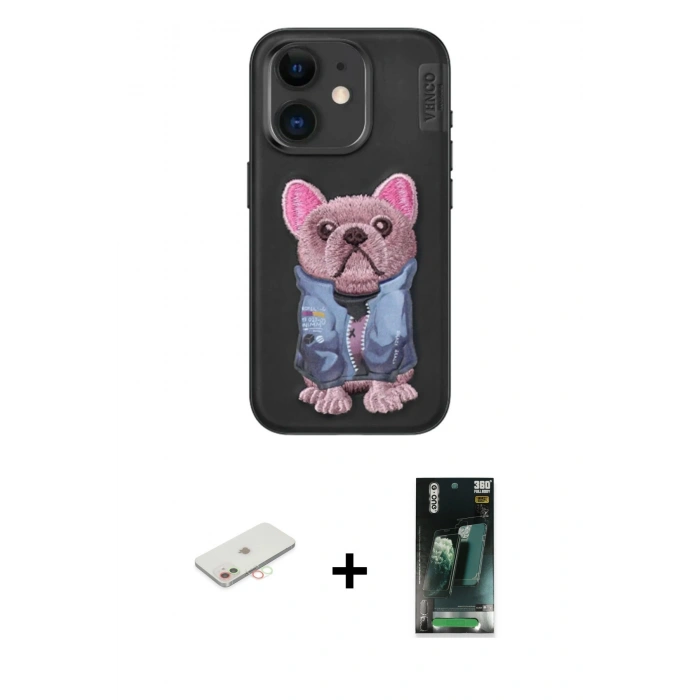 MARSİLYAN™- iPhone 11 Kılıf İz Minimal Koleksiyonu - Şeffaf 360 Full Body Arka Koruyucu + Renkli Kamera Lens Koruma Cam - YL