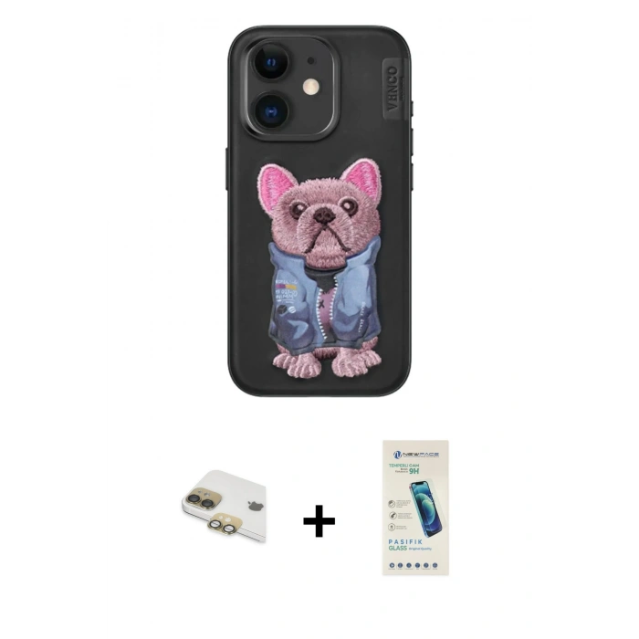 MARSİLYAN™- iPhone 11 Kılıf İz Minimal Koleksiyonu - Şeffaf Pasifik Cam Ekran Koruyucu + Pers Alüminyum Kamera Lens - GD