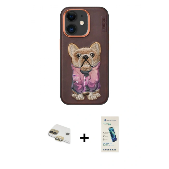 MARSİLYAN™- iPhone 11 Kılıf İz Minimal Koleksiyonu - Şeffaf Pasifik Cam Ekran Koruyucu + Pers Alüminyum Kamera Lens - GD