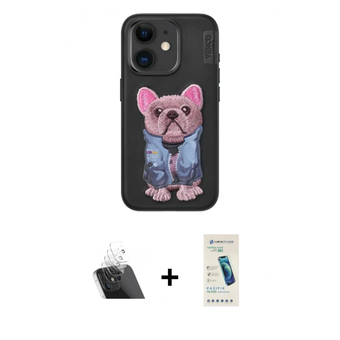 MARSİLYAN™- iPhone 11 Kılıf İz Minimal Koleksiyonu - Şeffaf Pasifik Cam Ekran Koruyucu + Kamera Lens Koruma Cam - SF