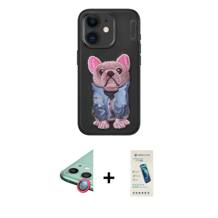 MARSİLYAN™- iPhone 11 Kılıf İz Minimal Koleksiyonu - Şeffaf Pasifik Cam Ekran Koruyucu + Raze Metal Kamera Lens - KI