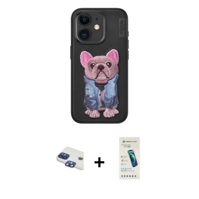 MARSİLYAN™- iPhone 11 Kılıf İz Minimal Koleksiyonu - Şeffaf Pasifik Cam Ekran Koruyucu + Pers Alüminyum Kamera Lens - LT