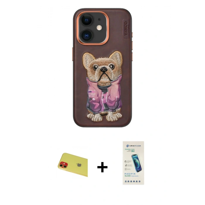 MARSİLYAN™- iPhone 11 Kılıf İz Minimal Koleksiyonu - Şeffaf Pasifik Cam Ekran Koruyucu + Rainbow Kamera Lens Koruma Cam - KI