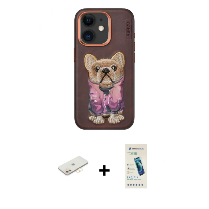 MARSİLYAN™- iPhone 11 Kılıf İz Minimal Koleksiyonu - Şeffaf Pasifik Cam Ekran Koruyucu + Renkli Kamera Lens Koruma Cam - SI