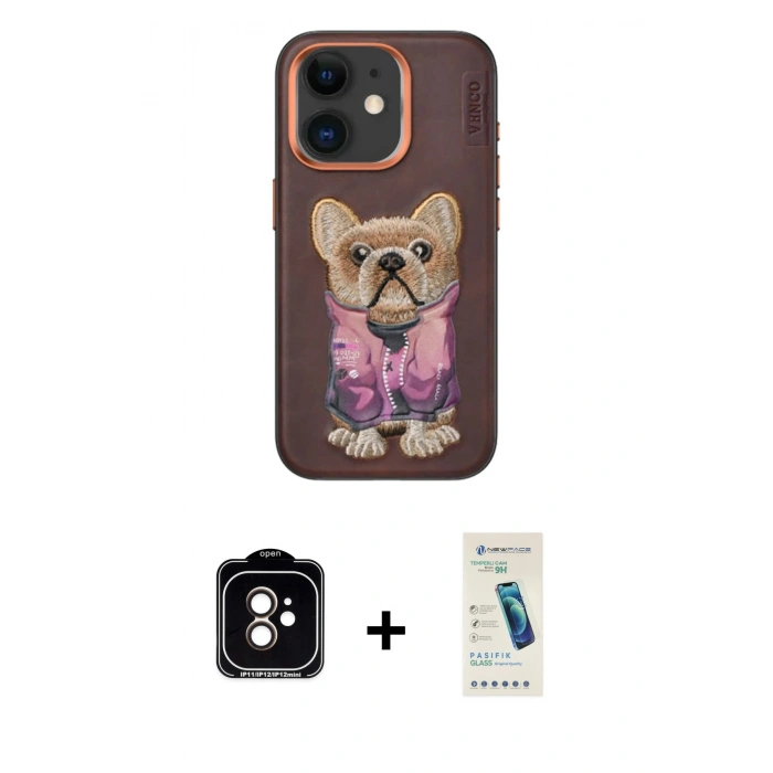 MARSİLYAN™- iPhone 11 Kılıf İz Minimal Koleksiyonu - Şeffaf Pasifik Cam Ekran Koruyucu + PVD Metal Kamera Lens - TU