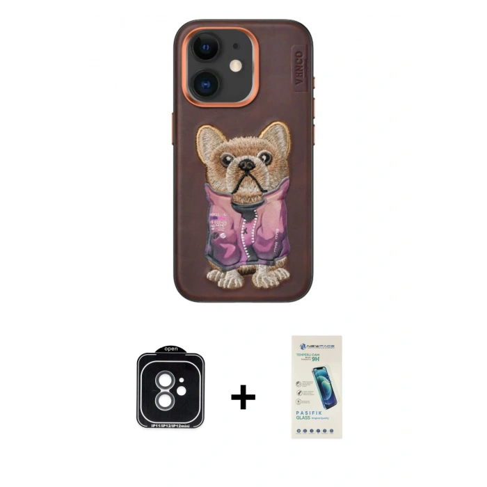MARSİLYAN™- iPhone 11 Kılıf İz Minimal Koleksiyonu - Şeffaf Pasifik Cam Ekran Koruyucu + PVD Metal Kamera Lens - YL