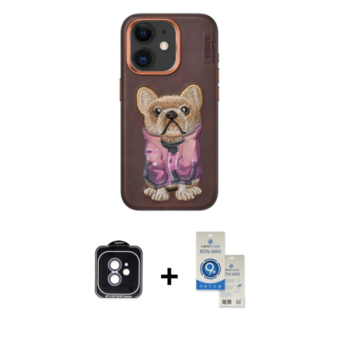 MARSİLYAN™- iPhone 11 Kılıf İz Minimal Koleksiyonu - Şeffaf Royal Nano Ekran Koruyucu + PVD Metal Kamera Lens - MI
