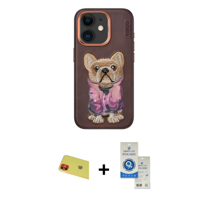 MARSİLYAN™- iPhone 11 Kılıf İz Minimal Koleksiyonu - Şeffaf Royal Nano Ekran Koruyucu + Rainbow Kamera Lens Koruma Cam - KI