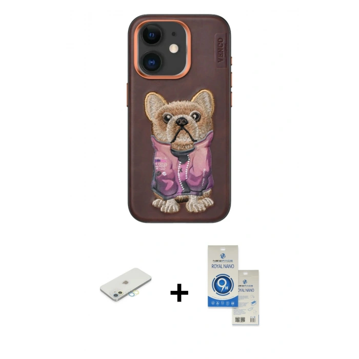 MARSİLYAN™- iPhone 11 Kılıf İz Minimal Koleksiyonu - Şeffaf Royal Nano Ekran Koruyucu + Renkli Kamera Lens Koruma Cam - SI