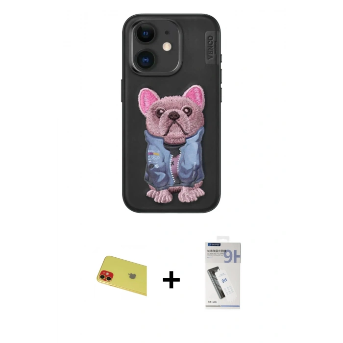 MARSİLYAN™- iPhone 11 Kılıf İz Minimal Koleksiyonu - Şeffaf Uv Polymer Nano Ekran Koruyucu + Rainbow Kamera Lens Koruma Cam - KI