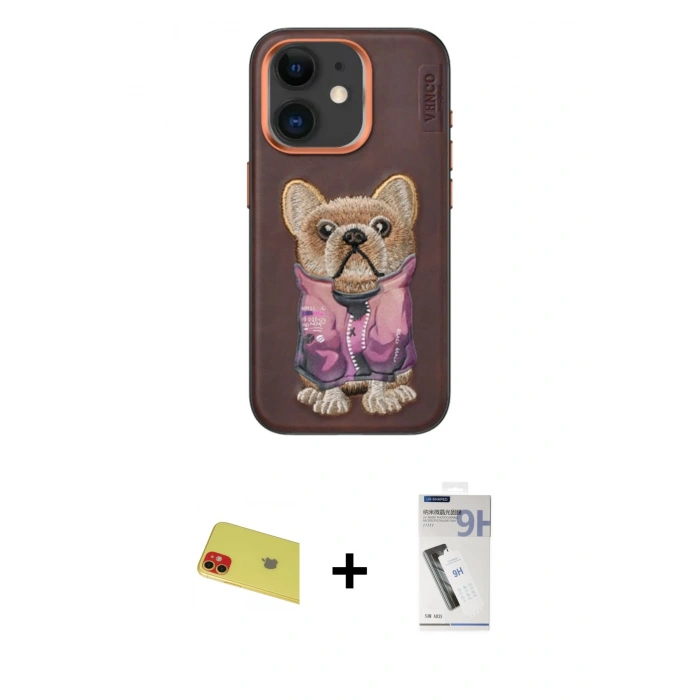 MARSİLYAN™- iPhone 11 Kılıf İz Minimal Koleksiyonu - Şeffaf Uv Polymer Nano Ekran Koruyucu + Rainbow Kamera Lens Koruma Cam - KI