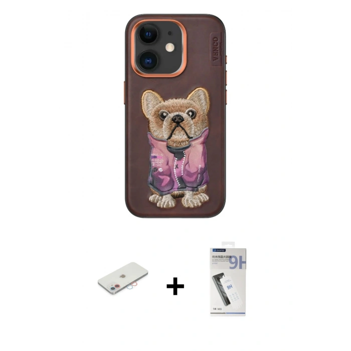 MARSİLYAN™- iPhone 11 Kılıf İz Minimal Koleksiyonu - Şeffaf Uv Polymer Nano Ekran Koruyucu + Renkli Kamera Lens Koruma Cam - PE