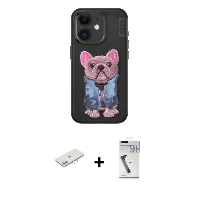 MARSİLYAN™- iPhone 11 Kılıf İz Minimal Koleksiyonu - Şeffaf Uv Polymer Nano Ekran Koruyucu + Renkli Kamera Lens Koruma Cam - PE