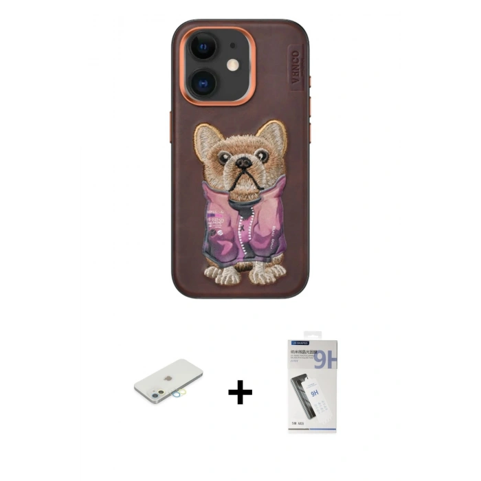 MARSİLYAN™- iPhone 11 Kılıf İz Minimal Koleksiyonu - Şeffaf Uv Polymer Nano Ekran Koruyucu + Renkli Kamera Lens Koruma Cam - SI