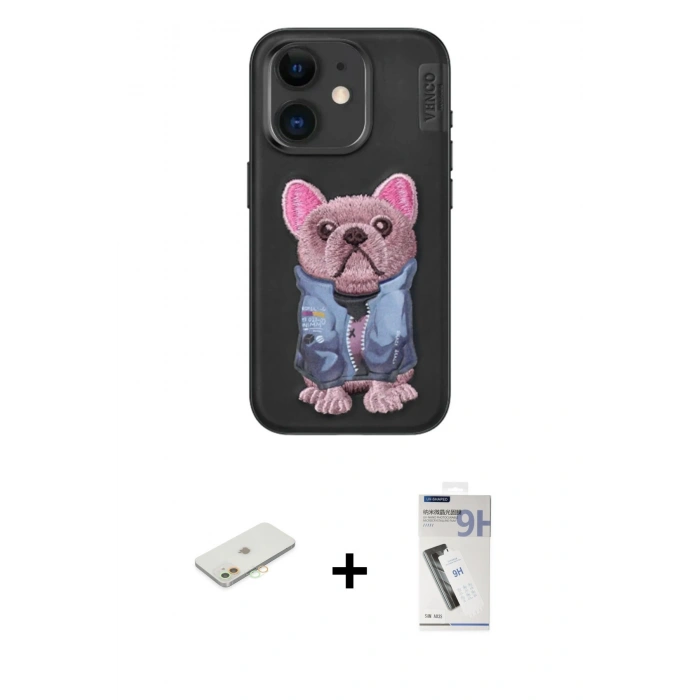 MARSİLYAN™- iPhone 11 Kılıf İz Minimal Koleksiyonu - Şeffaf Uv Polymer Nano Ekran Koruyucu + Renkli Kamera Lens Koruma Cam - TU