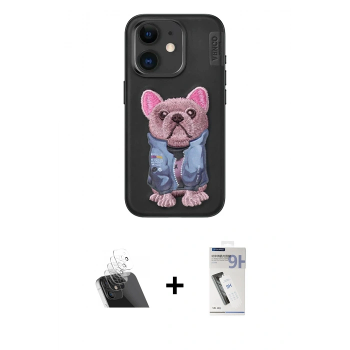 MARSİLYAN™- iPhone 11 Kılıf İz Minimal Koleksiyonu - Şeffaf Uv Polymer Nano Ekran Koruyucu + Kamera Lens Koruma Cam - SF
