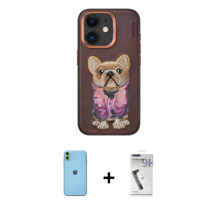 MARSİLYAN™- iPhone 11 Kılıf İz Minimal Koleksiyonu - Şeffaf Uv Polymer Nano Ekran Koruyucu + Neon Fosforlu Kamera Lens - YL