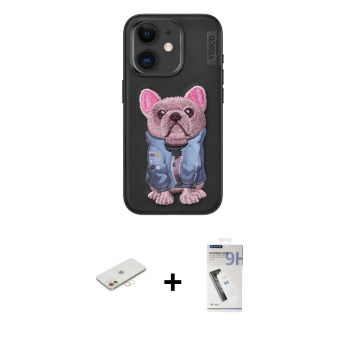 MARSİLYAN™- iPhone 11 Kılıf İz Minimal Koleksiyonu - Şeffaf Uv Polymer Nano Ekran Koruyucu + Yeşil Renkli Kamera Lens Koruma Cam
