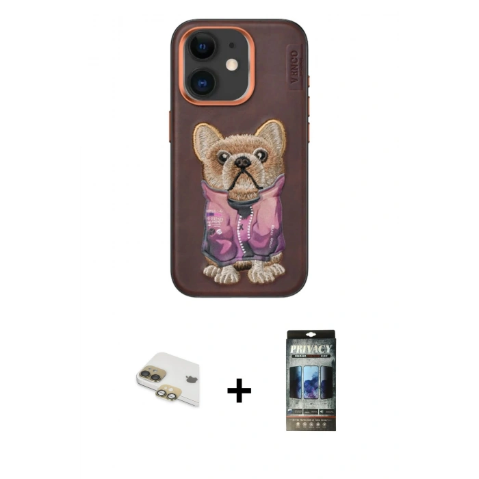 MARSİLYAN™- iPhone 11 Kılıf İz Minimal Koleksiyonu - Siyah 34D Hayalet Izgaralı Cam + Pers Alüminyum Kamera Lens - GD