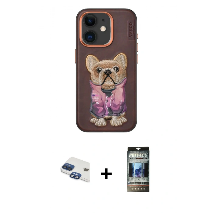 MARSİLYAN™- iPhone 11 Kılıf İz Minimal Koleksiyonu - Siyah 34D Hayalet Izgaralı Cam + Pers Alüminyum Kamera Lens - LT