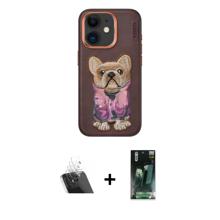 MARSİLYAN™- iPhone 11 Kılıf İz Minimal Koleksiyonu - Siyah 360 Mat Full Body Arka Koruyucu + Kamera Lens Koruma Cam - SF