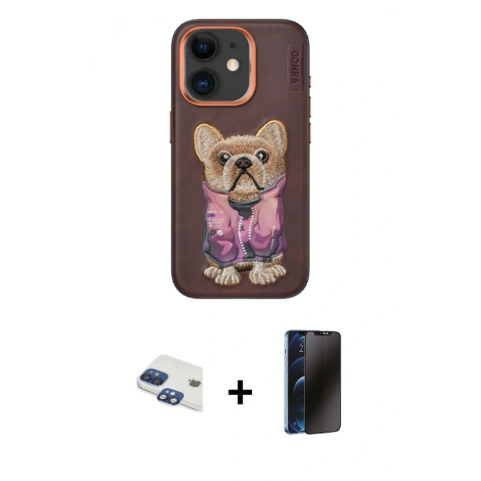 MARSİLYAN™- iPhone 11 Kılıf İz Minimal Koleksiyonu - Siyah 3D Antistatik Hayalet Cam Ekran Koruyucu + Pers Alüminyum Kamera Lens - LT