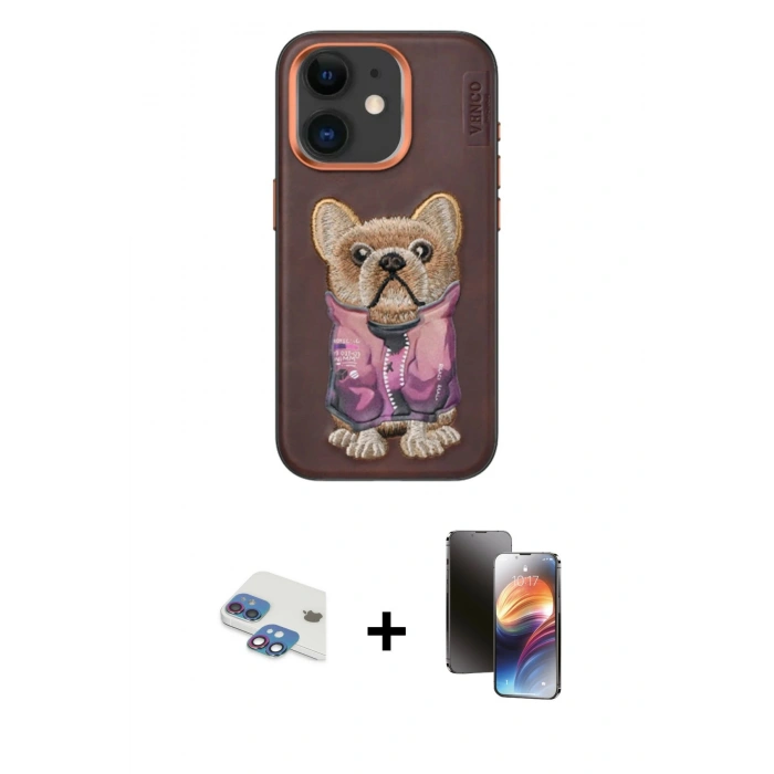 MARSİLYAN™- iPhone 11 Kılıf İz Minimal Koleksiyonu - Siyah 3D Antistatik Mat Seramik Nano Ekran Koruyucu + Pers Alüminyum Kamera Lens - GI