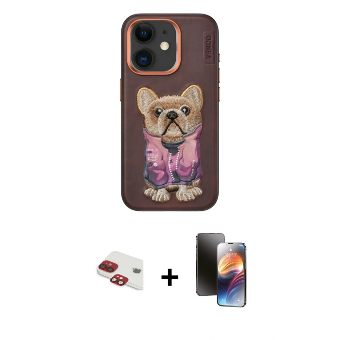 MARSİLYAN™- iPhone 11 Kılıf İz Minimal Koleksiyonu - Siyah 3D Antistatik Mat Seramik Nano Ekran Koruyucu + Pers Alüminyum Kamera Lens - KI