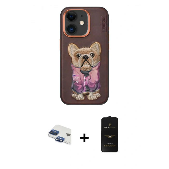 MARSİLYAN™- iPhone 11 Kılıf İz Minimal Koleksiyonu - Siyah 6D Antistatik Mat Seramik Hayalet Nano Ekran Koruyucu + Pers Alüminyum Kamera Lens - LT