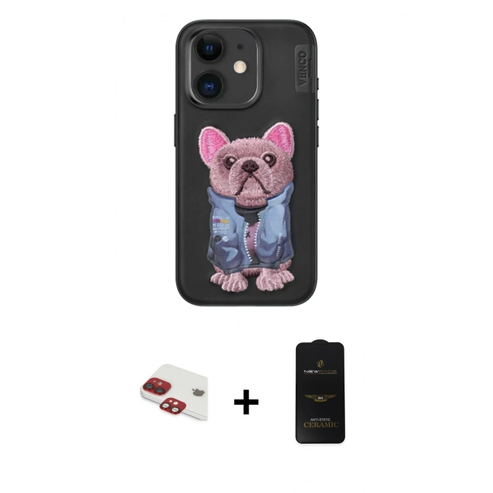 MARSİLYAN™- iPhone 11 Kılıf İz Minimal Koleksiyonu - Siyah 6D Antistatik Mat Seramik Hayalet Nano Ekran Koruyucu + Pers Alüminyum Kamera Lens - KI