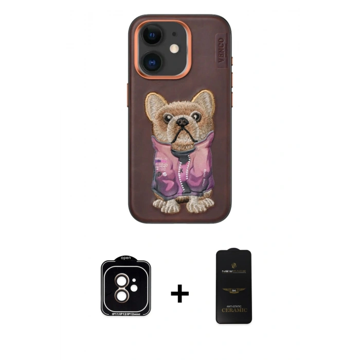 MARSİLYAN™- iPhone 11 Kılıf İz Minimal Koleksiyonu - Siyah 6D Antistatik Mat Seramik Hayalet Nano Ekran Koruyucu + PVD Metal Kamera Lens - TU